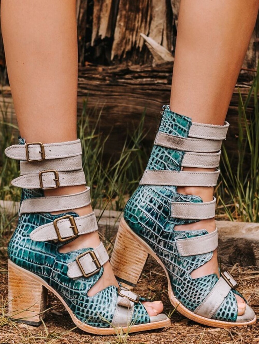 Rare FreeBird Bond Croco Turquoise size 10